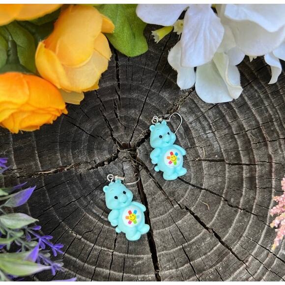 Care Bears Inspired earrings bear rainbow Sun care bear Teal earrings Turquoise - Picture 10 of 10
